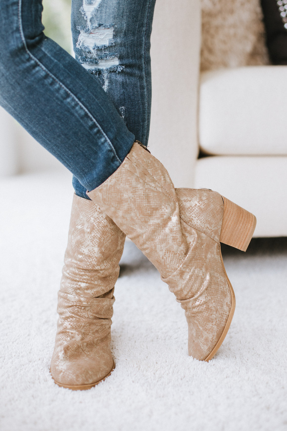 Gold Snake Print Boots (SALE)