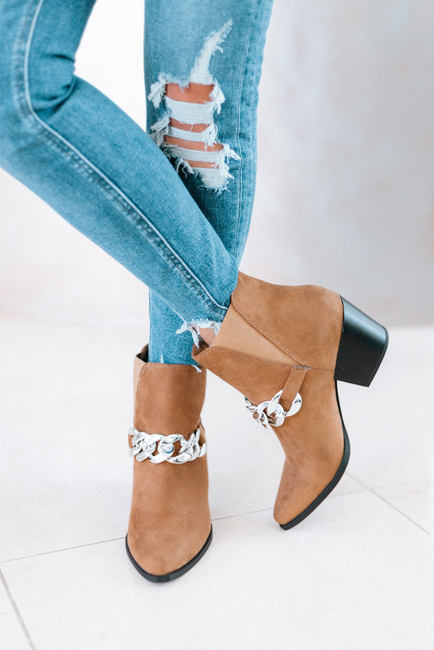 Chain Link Pointed Toe Bootie