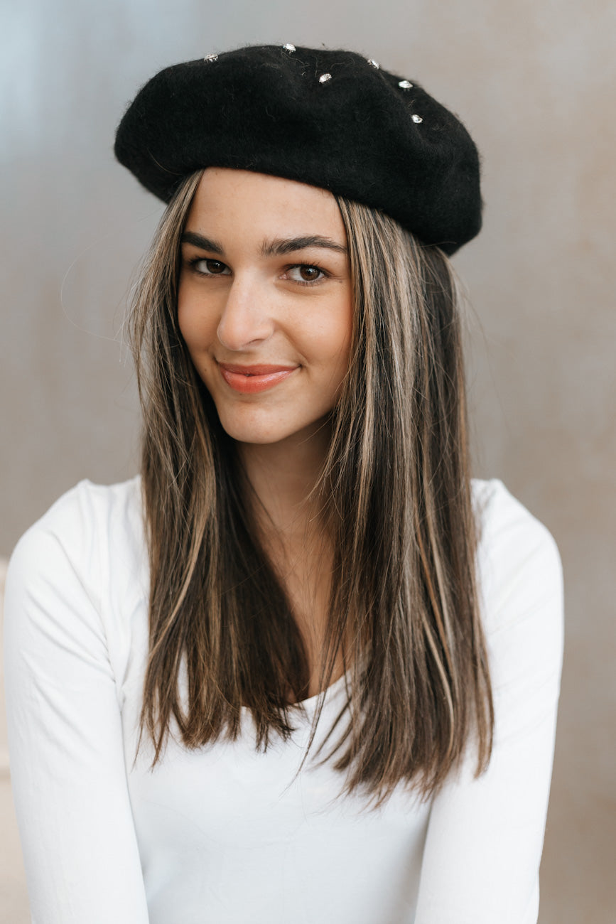 Scattered Studded Beret Hat