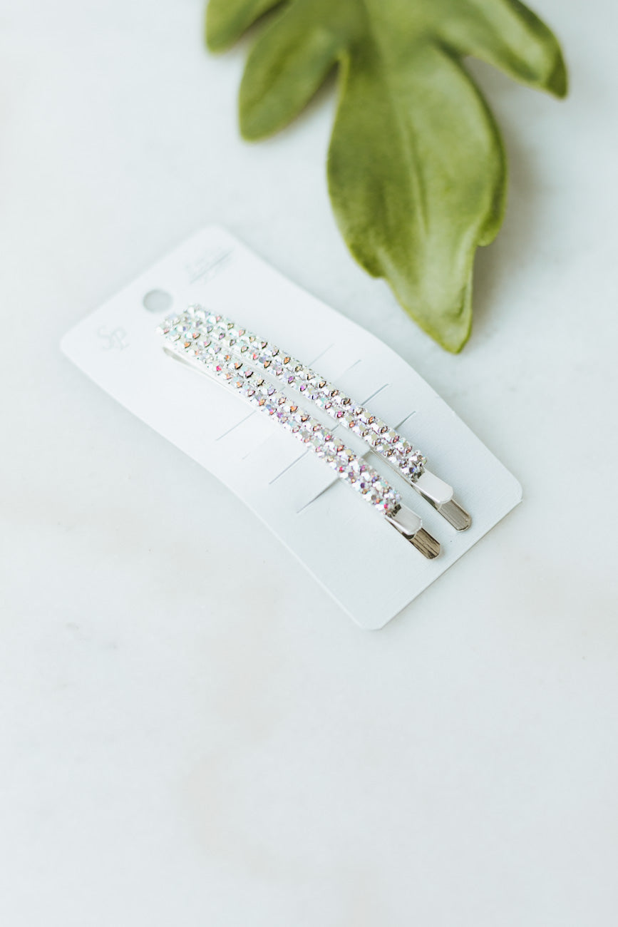 Two Row Rhinestone Bobby Pin Set