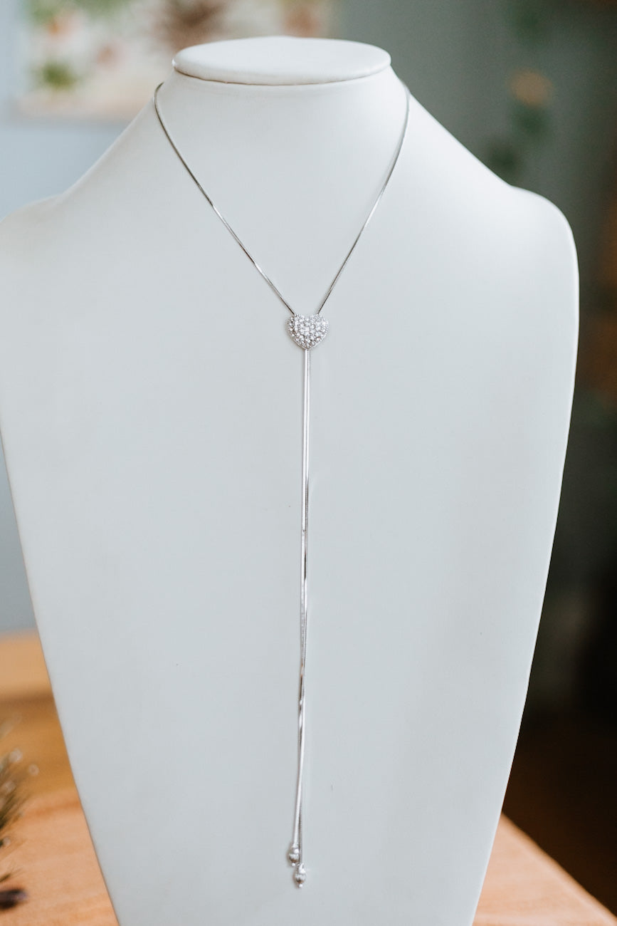 Long Lariat Puff Heart Necklace