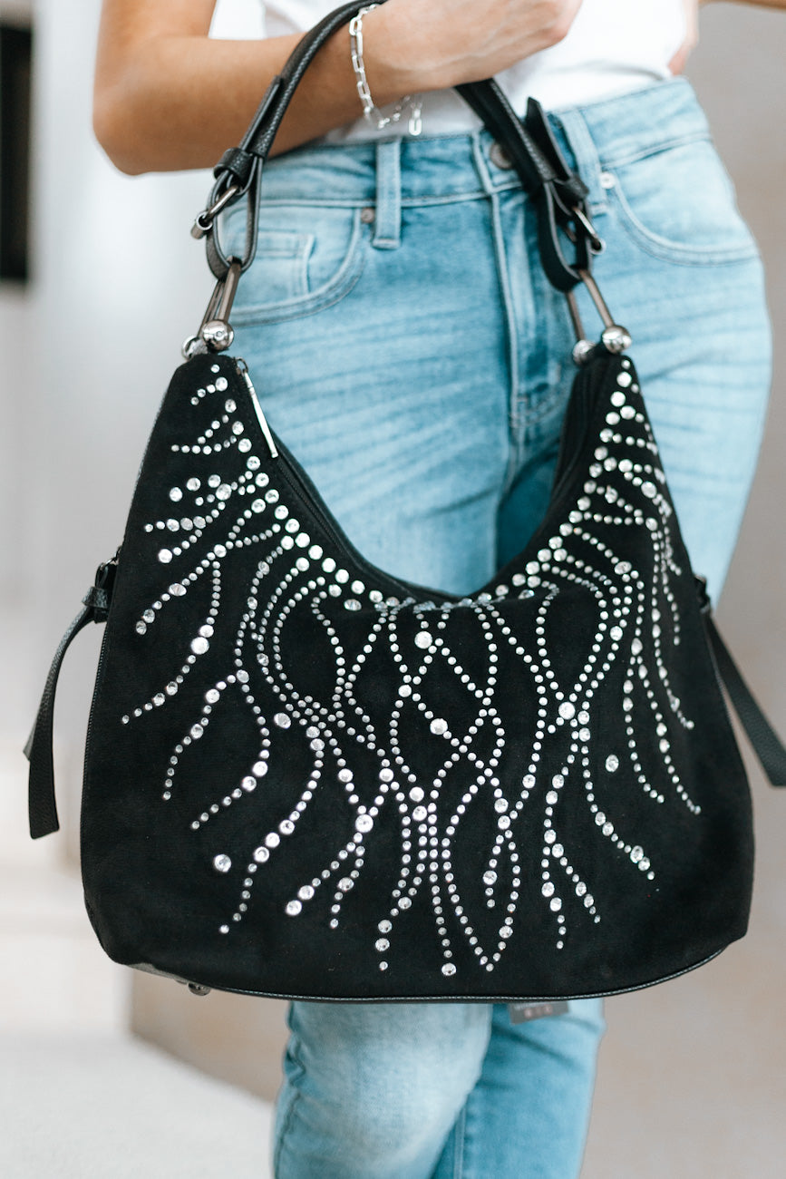 Mini Vsling Denim Handbag With Rhinestones for Woman in Blue | Valentino US