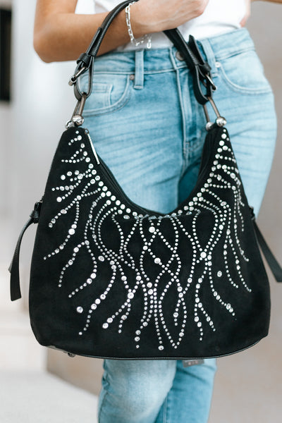 Black rhinestone studded purse | Clothes design, Fashion, Studded purse