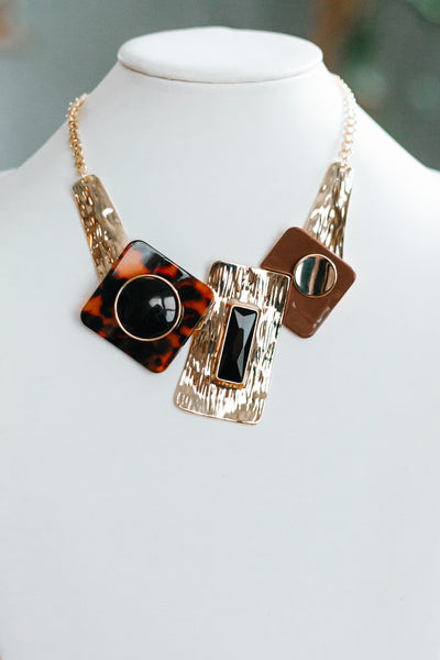 Multi Shaped & Color Rectangle Necklace Set