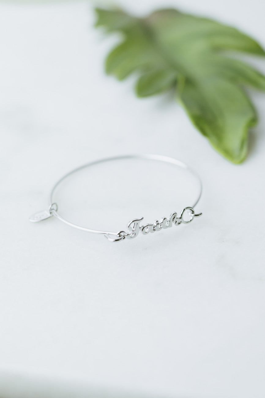 Cursive Faith Thin Metal Bracelet (SALE)