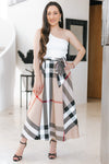 One Shoulder Half Plaid Slit Dress (SALE)