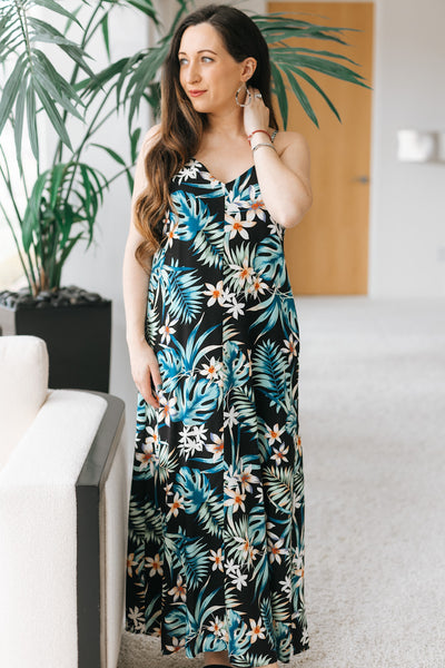 Woven Tropical Printed Maxi Dress (SALE)