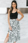 Zebra Print Midi Skirt With Slit (SALE)