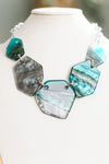 Different Tone Glitter Marble Shapes Necklace