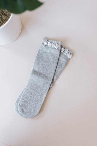 Pearl Flower Top Socks