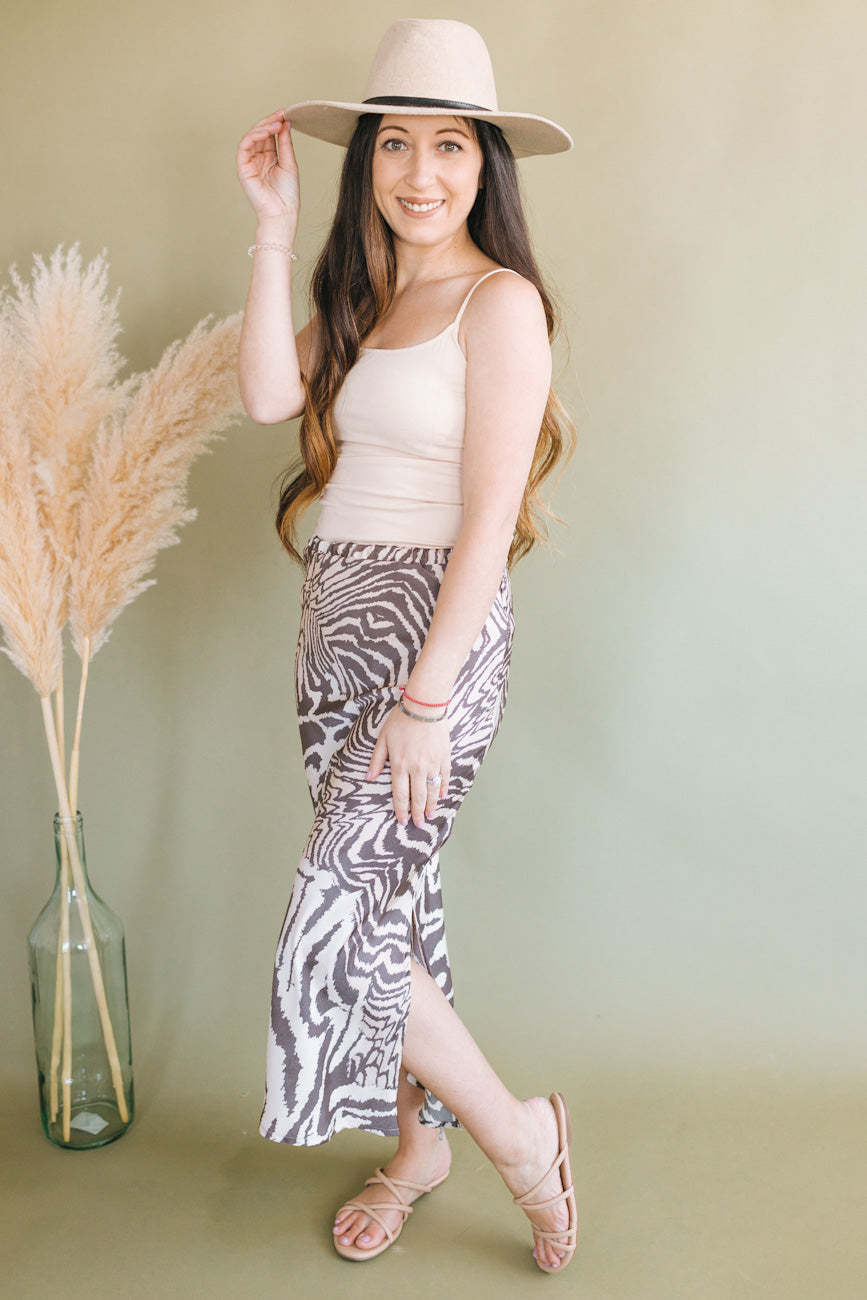 Animal Print Satin Midi Skirt SALE