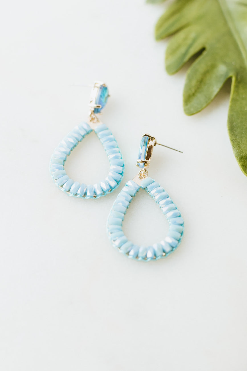 Fabric Stitch Baguette Open Teardrop Earring