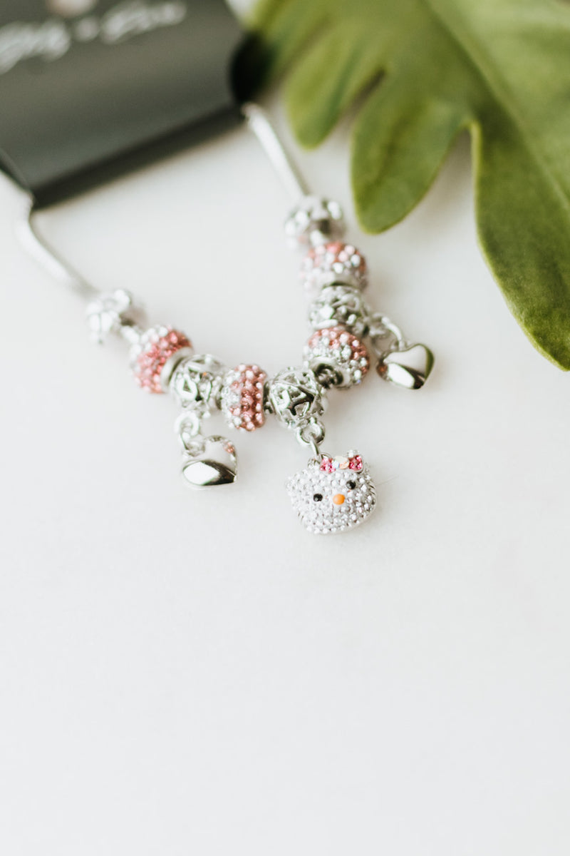 Rhinestone Puff Hello Kitty Charm Bracelet