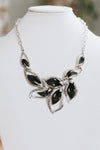 Marble Leaf With Metal Trim Necklace