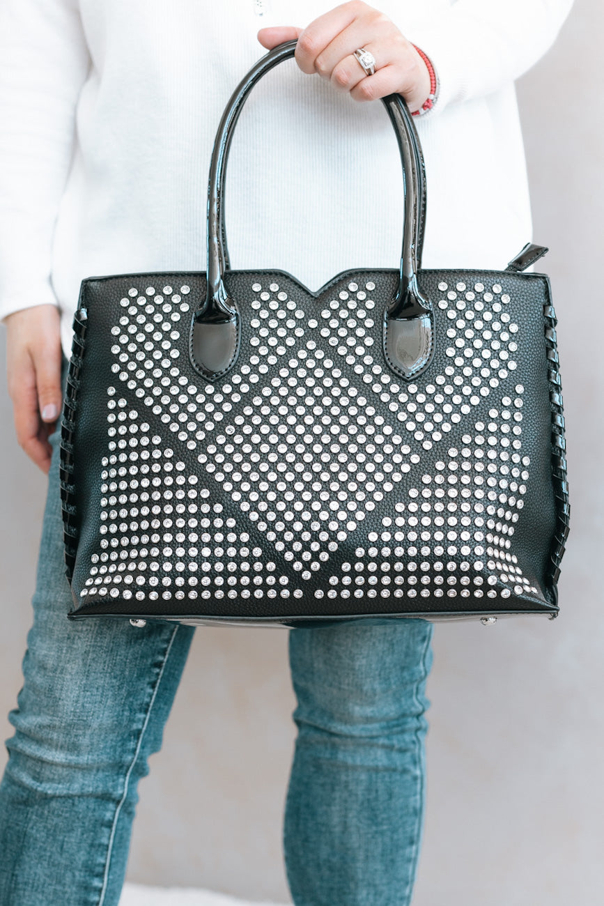 Front Studded V Accent Purse