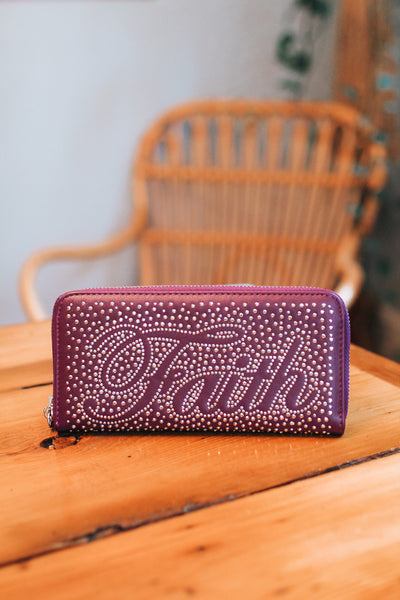 All Rhinestone Faith Outline Wallet