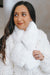 Short Faux Fur Rhinestone Strip Overlap Scarf