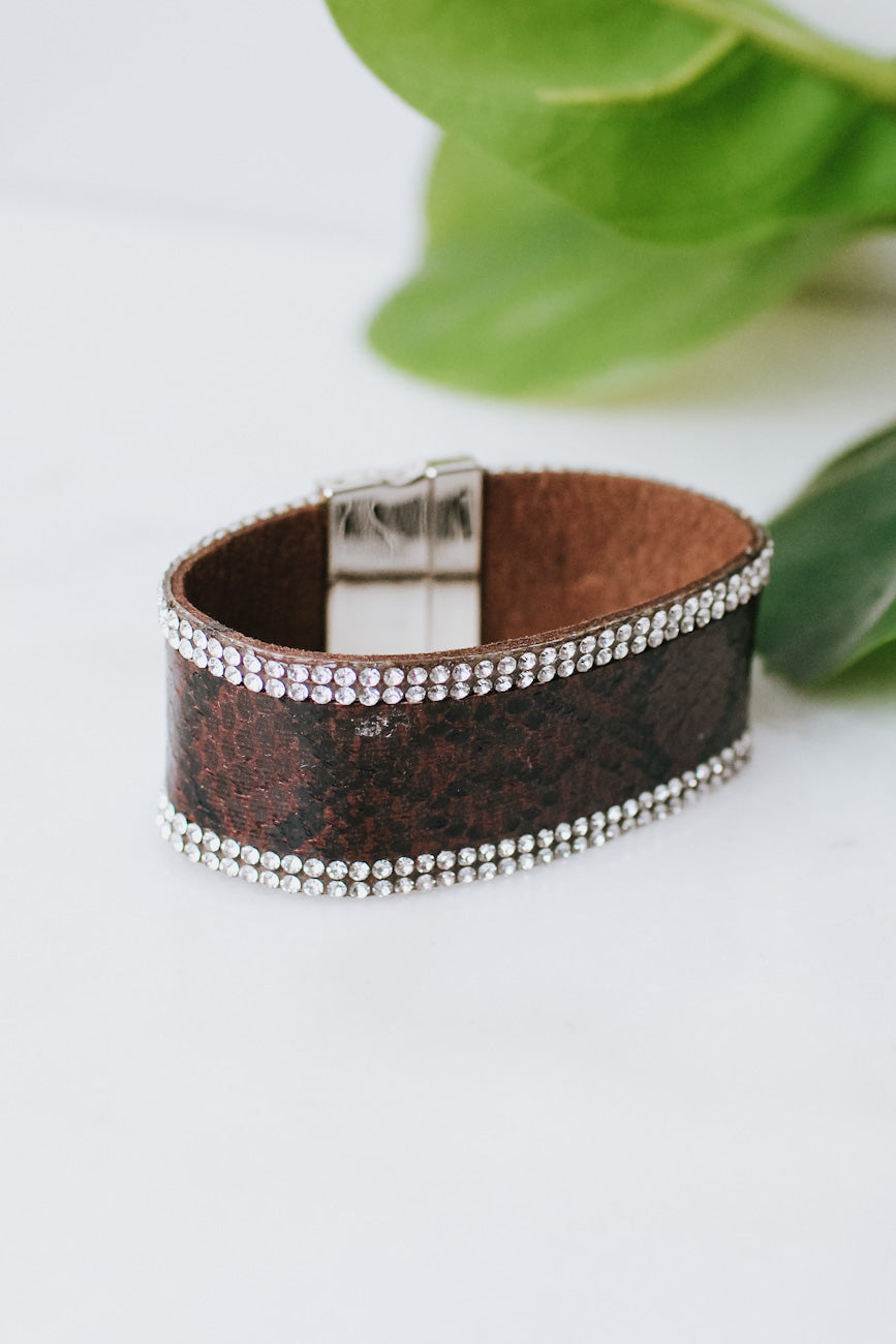 Rhinestone Sides &amp; Snake Magnetic Bracelet