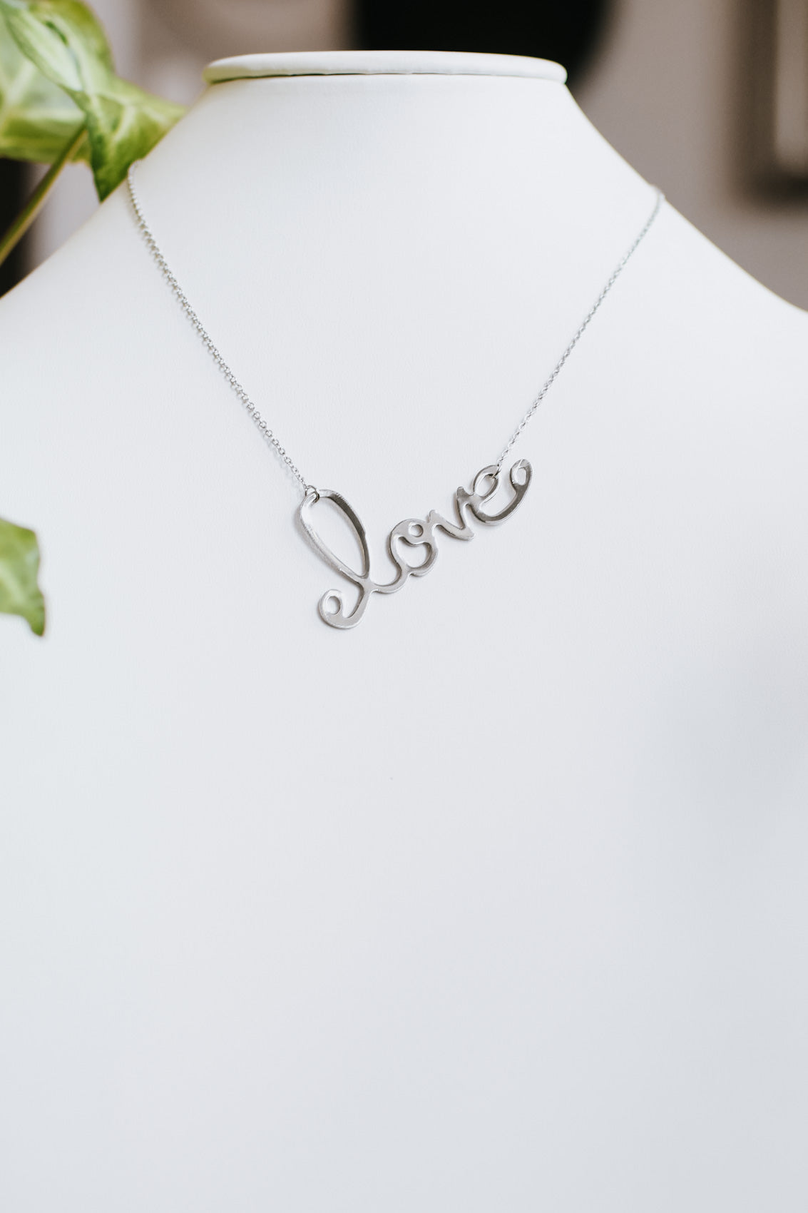 Large Metal Cursive Love Necklace