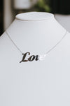 Thin Flat Metal Love Necklace