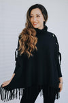 Grommet Lace Up Fringe Poncho-Glitz & Ears Boutique