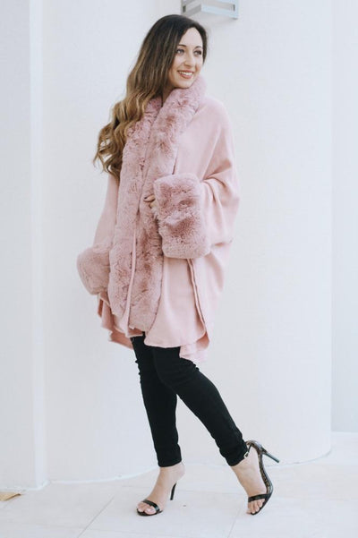 Fur Trim Long Shawl-Glitz & Ears Boutique