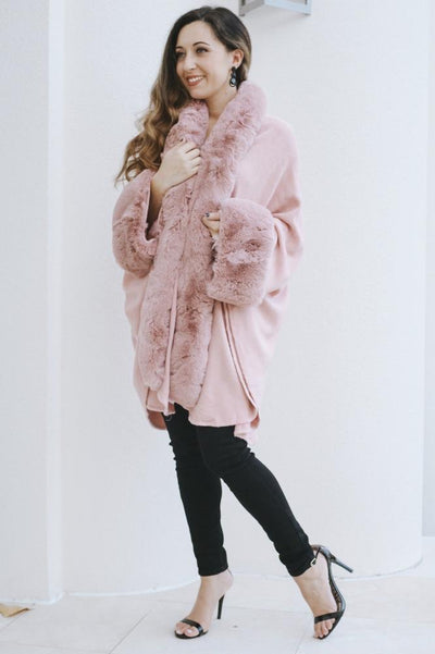 Fur Trim Long Shawl-Glitz & Ears Boutique