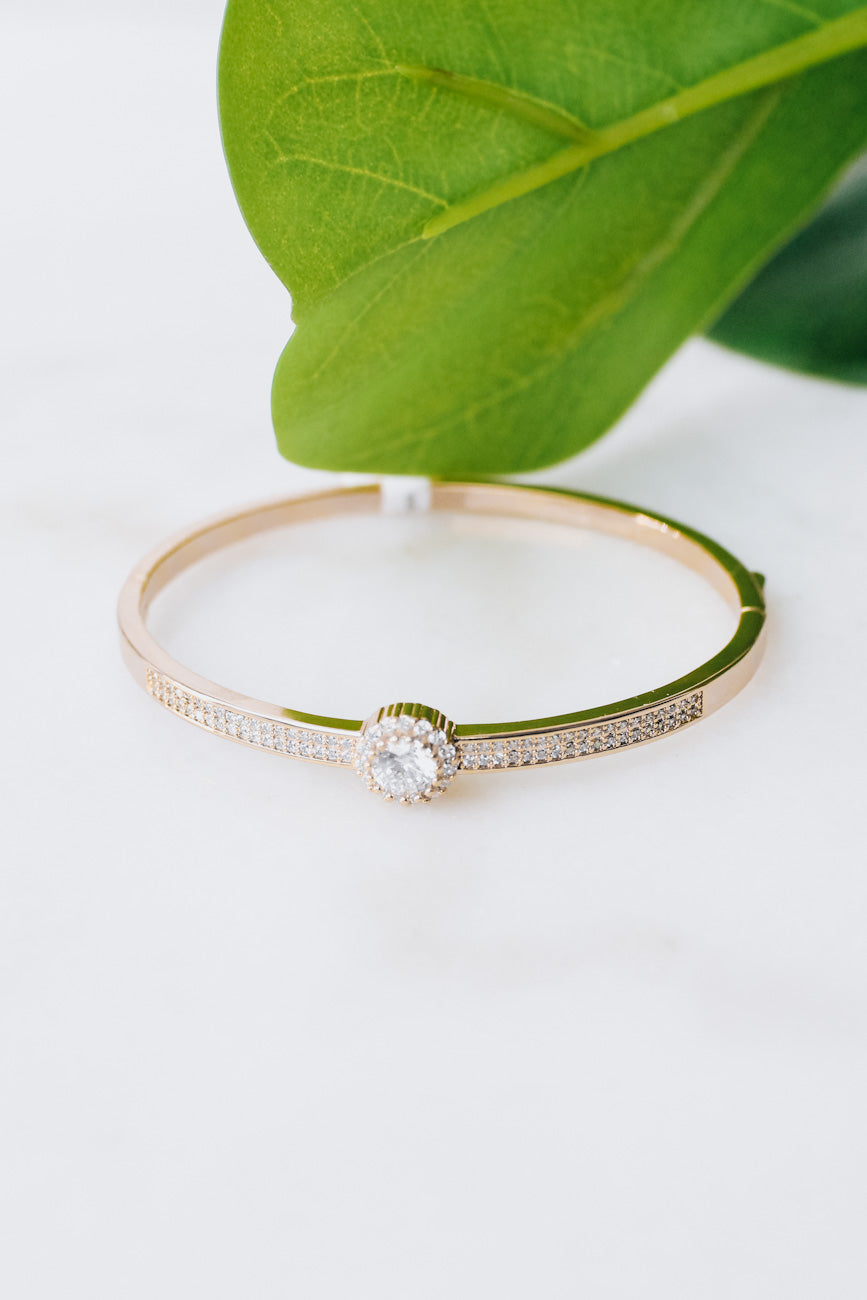 Pave Row Circle & Ball Trim Bangle