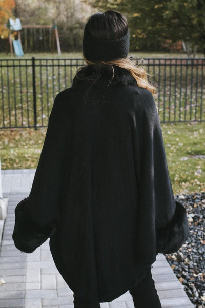 Fur Trim Long Shawl-Glitz & Ears Boutique