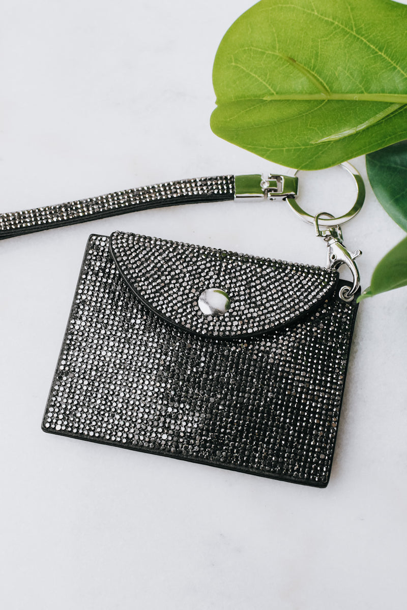 All Rhinestone ID Holder & Key Ring