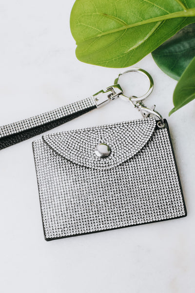 All Rhinestone ID Holder & Key Ring