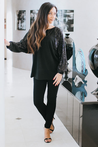 Soft Middle Sequin Sleeve Top