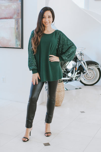 Soft Middle Sequin Sleeve Top