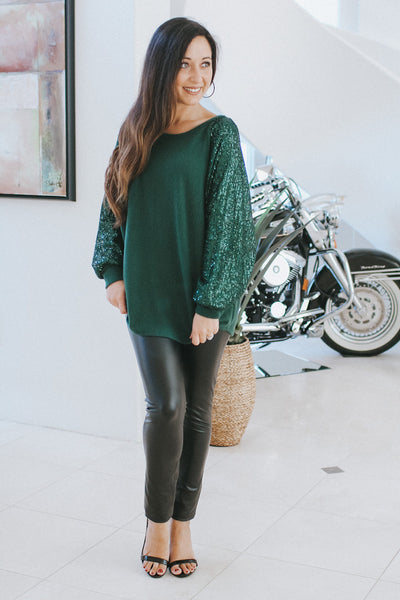 Soft Middle Sequin Sleeve Top