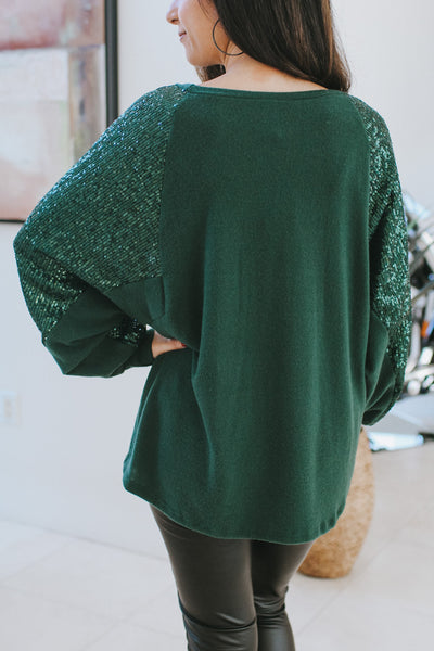 Soft Middle Sequin Sleeve Top