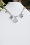 Different Spaced Pendant Rhinestone Circle Necklace