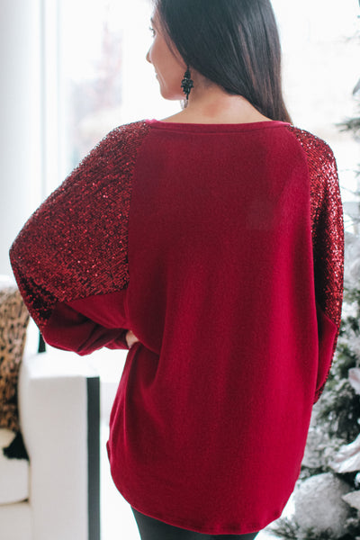 Soft Middle Sequin Sleeve Top