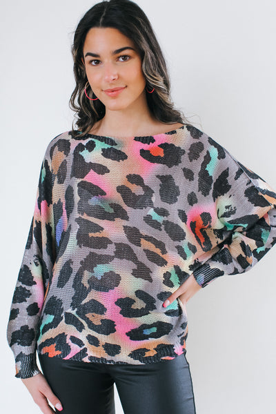 Leopard Shimmer Light Knit Sweater