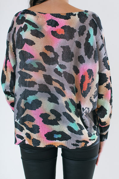 Leopard Shimmer Light Knit Sweater