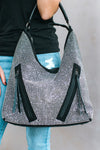 One Handle All Stone Angled Zipper Hobo Bag