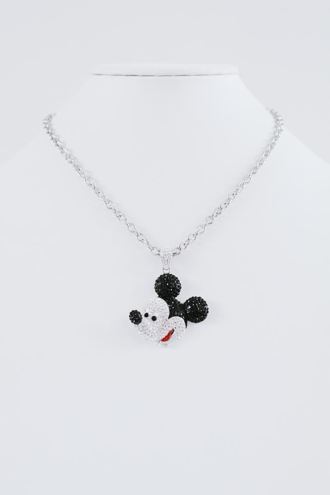 Rhinestone Mickey Mouse Face Necklace-Glitz &amp; Ears Boutique