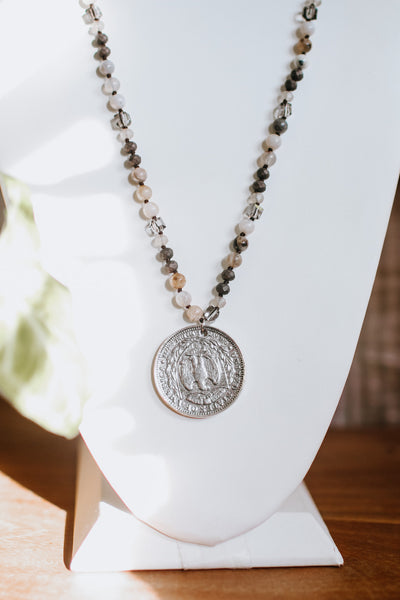 Thick Coin Long Beaded Necklace