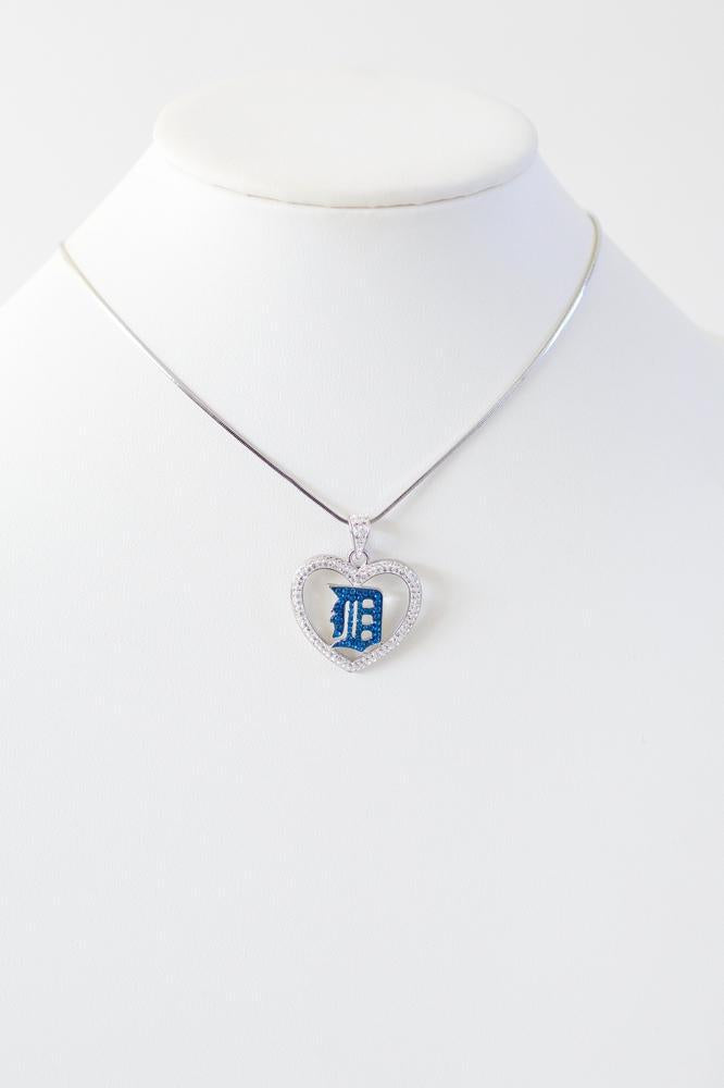 Rhinestone Detroit D Heart Necklace-Glitz & Ears Boutique