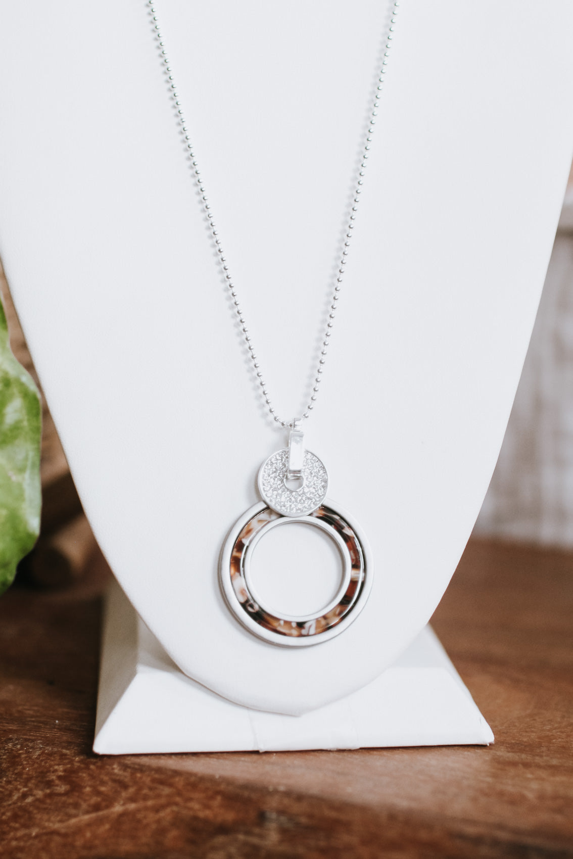 Rhinestone Circle Open Tortoise Long Necklace (SALE)