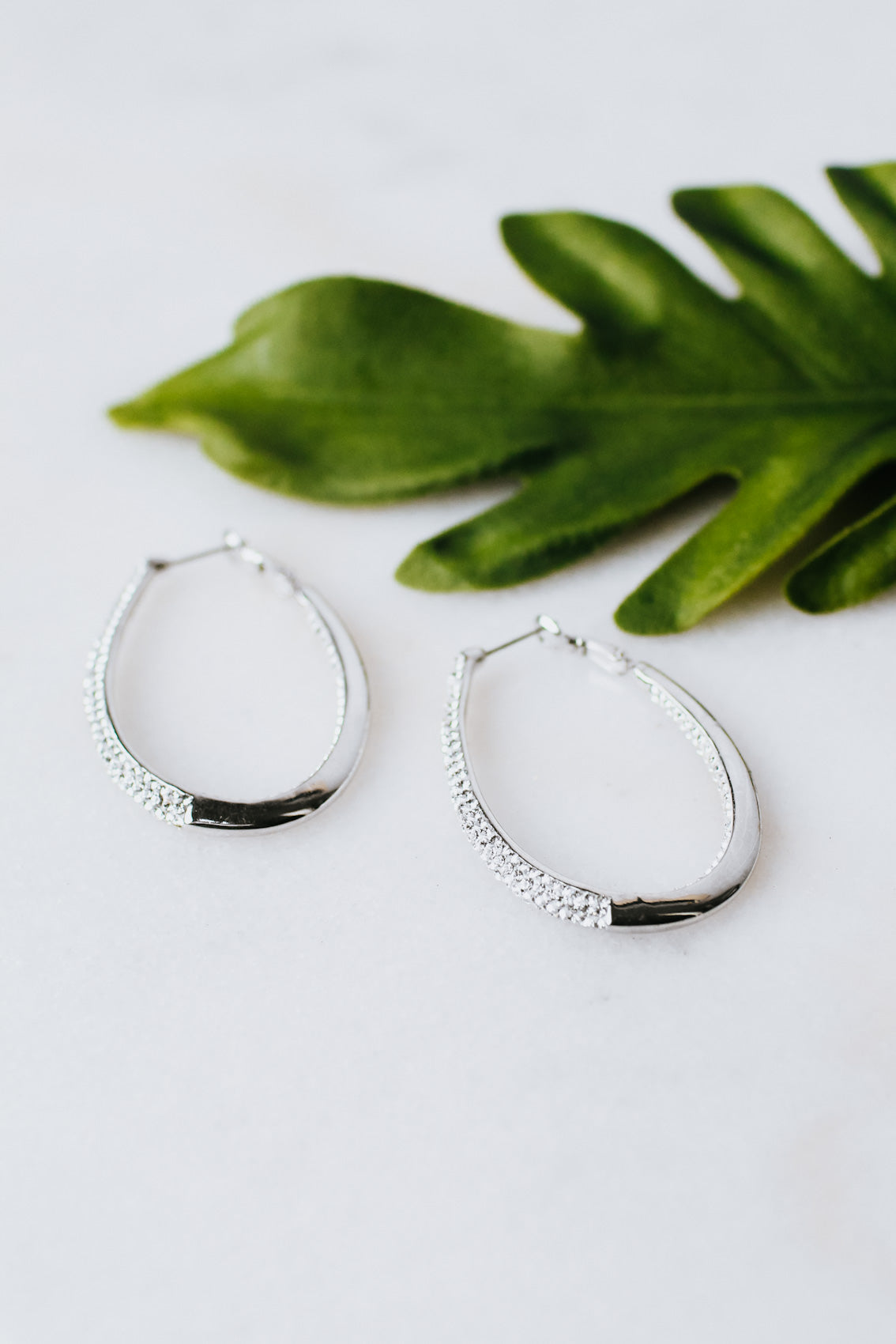 Large Rhinestone In &amp; Out Oval Hoop Earrings