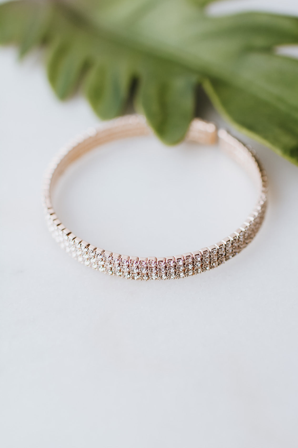 Thin Three Row Rhinestone Cuff