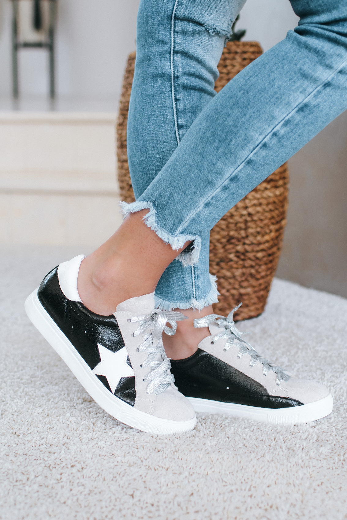 Leather &amp; Suede Star Side Sneaker (Sale)