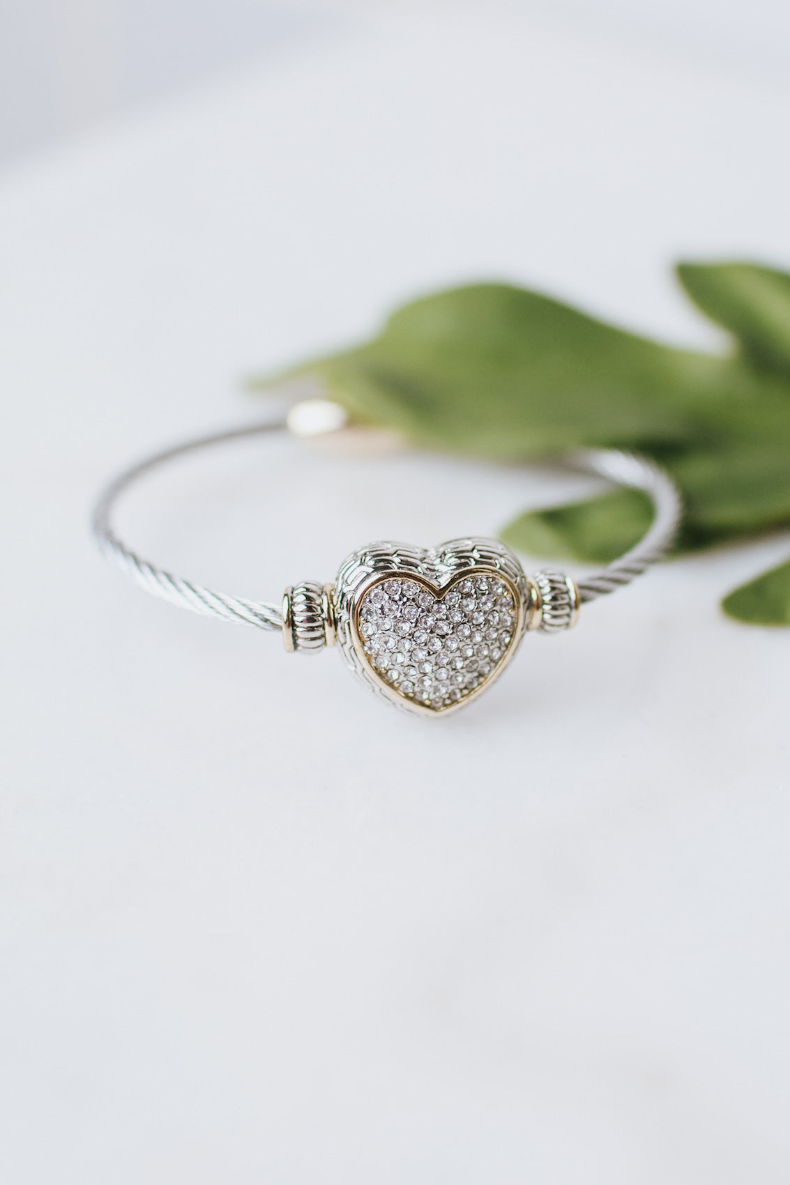 Rhinestone Heart with Gold Trim Bracelet