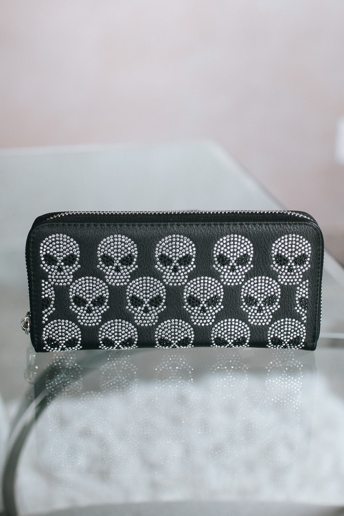 Small Rhinestone Skull Heads Wallet