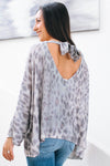 Wide Tie Back Thin Leopard Sweater